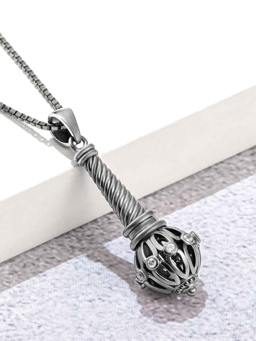 ORIONZ Lord Hanuman Gada Oxidised Contemporary Pendant