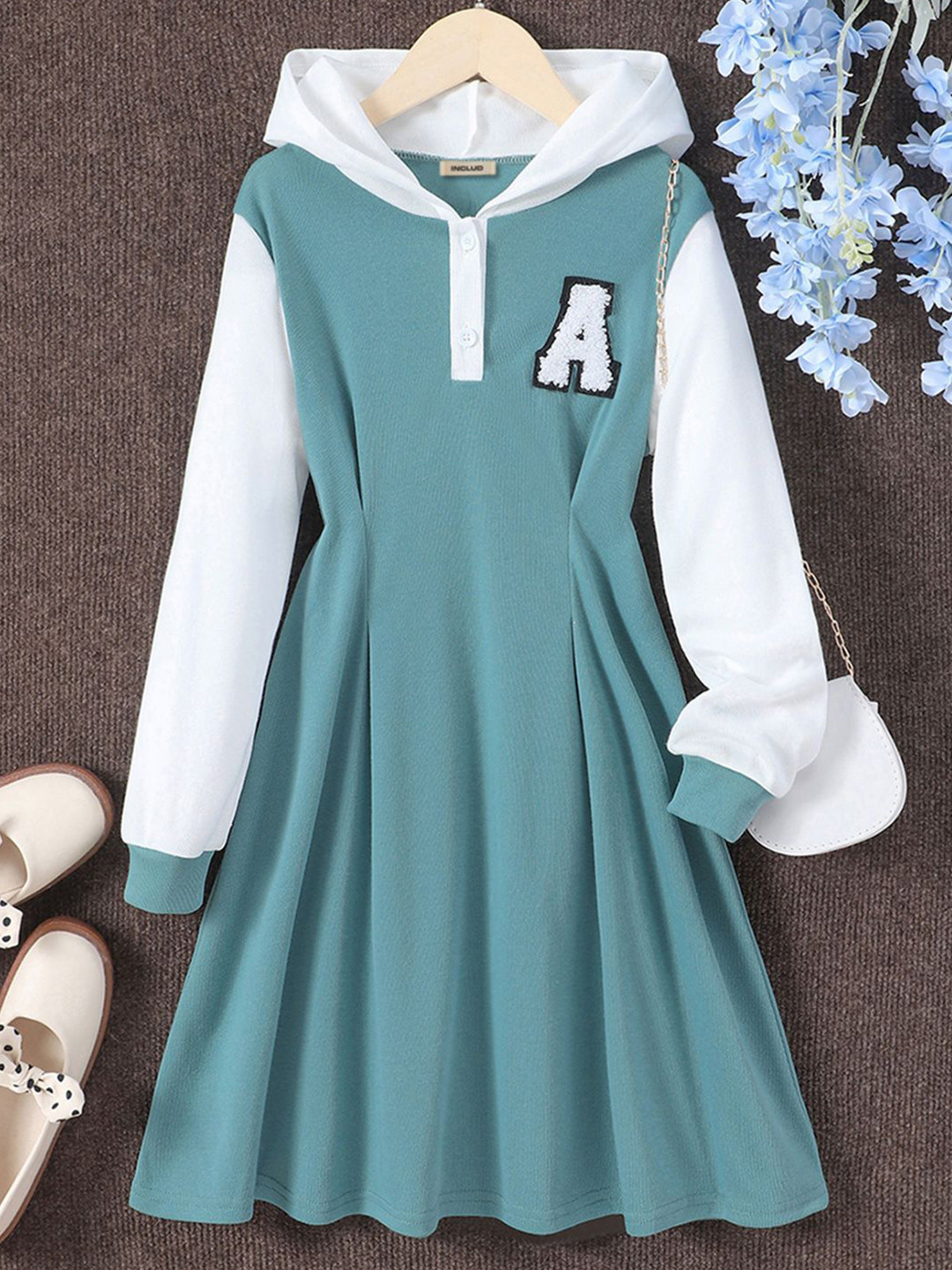 INCLUD Girls Fit & Flare Hooded Dress