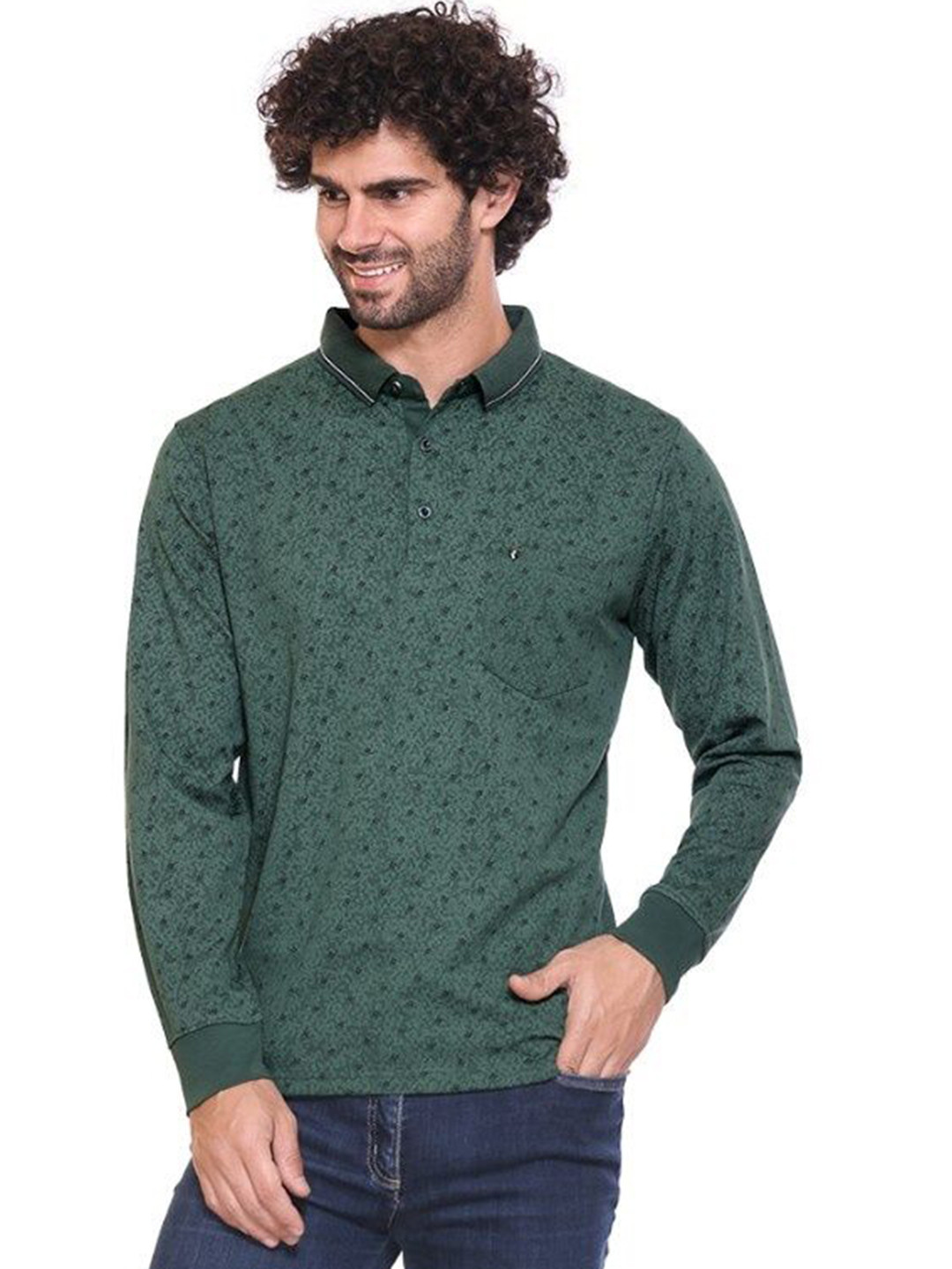 ARRAY Men Self Design Polo Collar Cotton Slim Fit T-shirt