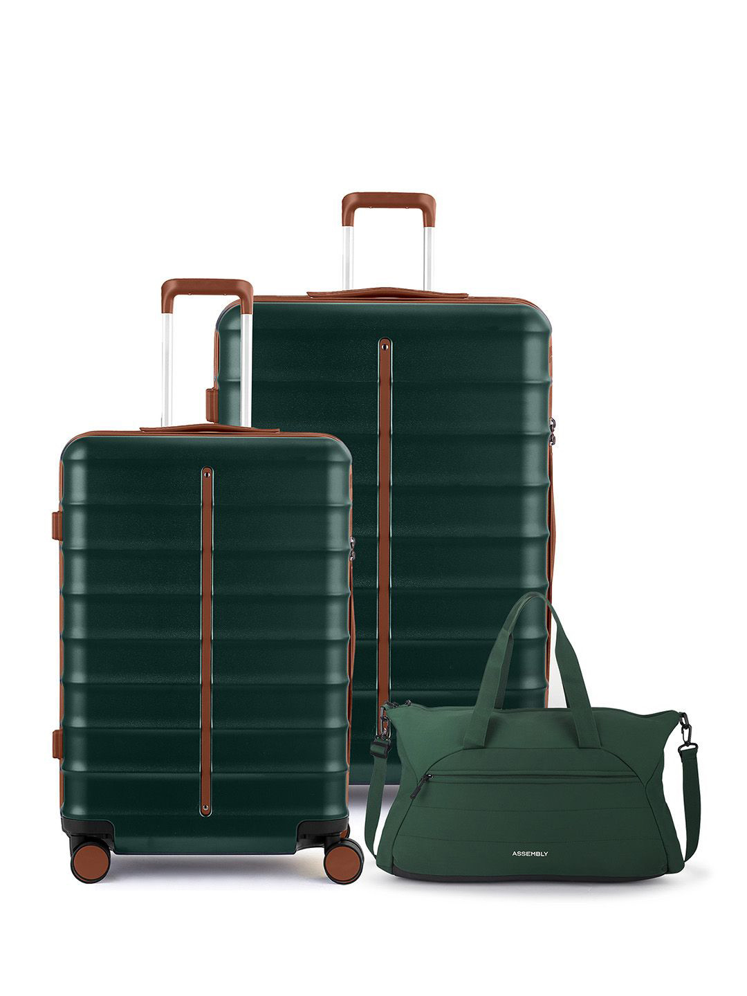 Assembly Odyssey Green Set of 2 Trolley Luggage 24 & 28 Inches with Travel Duffle Bag