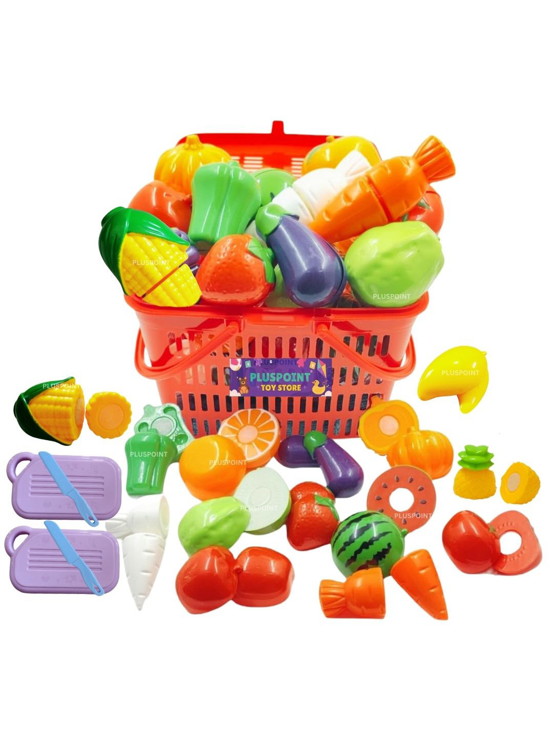 PLUSPOINT Kids BPA Free 18pc Fruit Cut Gaming Accessory Activity Toys and Games