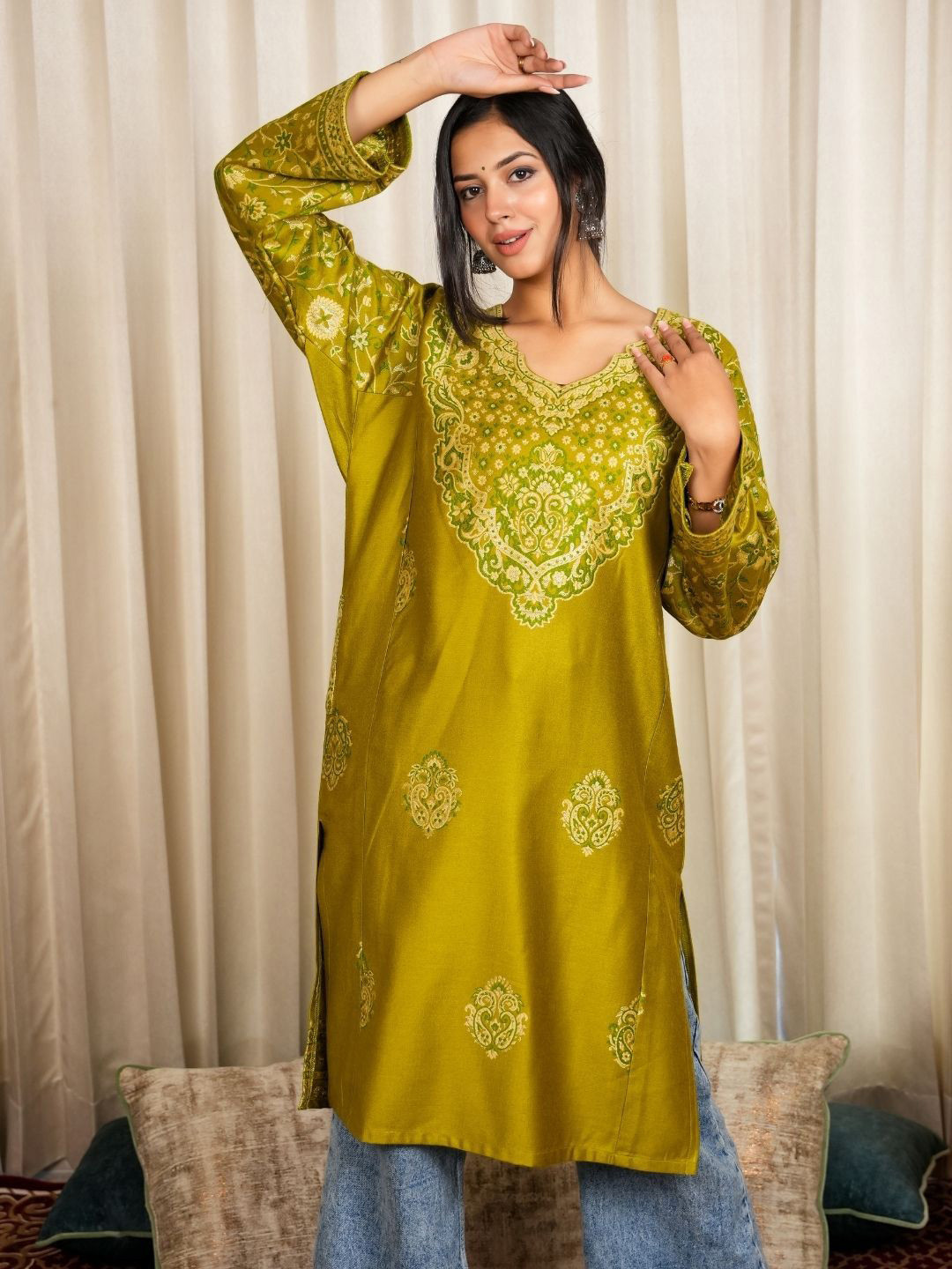 HOUSE OF KIRNA'S WITH LOGO OF HOK Embroidered  Kurtas