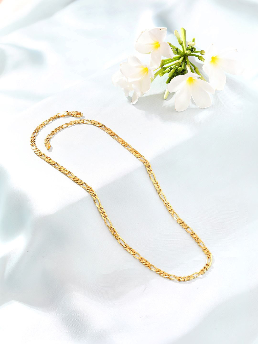 Zavya Men 925 Sterling Silver Gold-Plated Figaro Chain