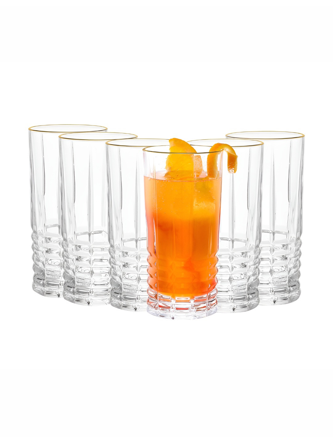 Dubblin VISTA GOLD 6 Pieces Transparent Water Glass 400 ml