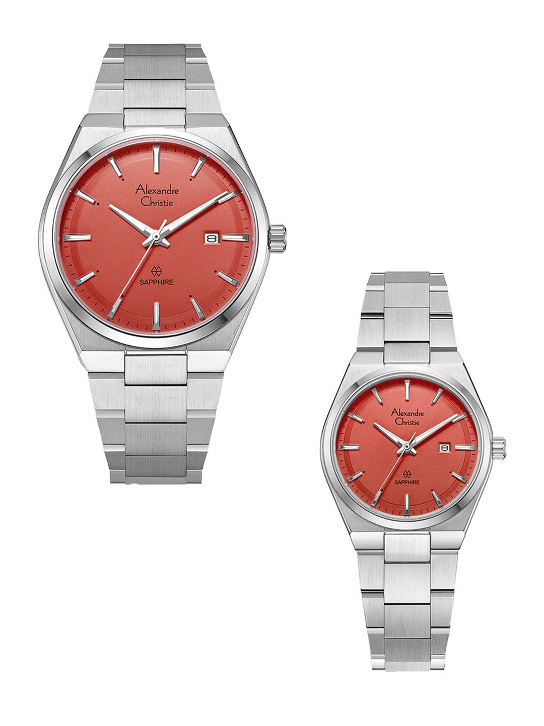 Alexandre Christie Unisex Set Of 2 Dial & Stainless Steel Analogue Watch 8697MDLDSSOR