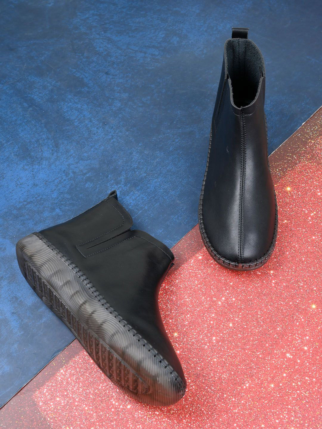 Jove Women Platfom Heeled Chelsea Slip-On Boots