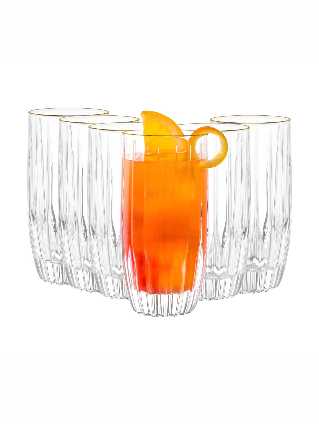 Dubblin FLORENCE GOLD 6 Pieces Transparent Water Glass 355 ml