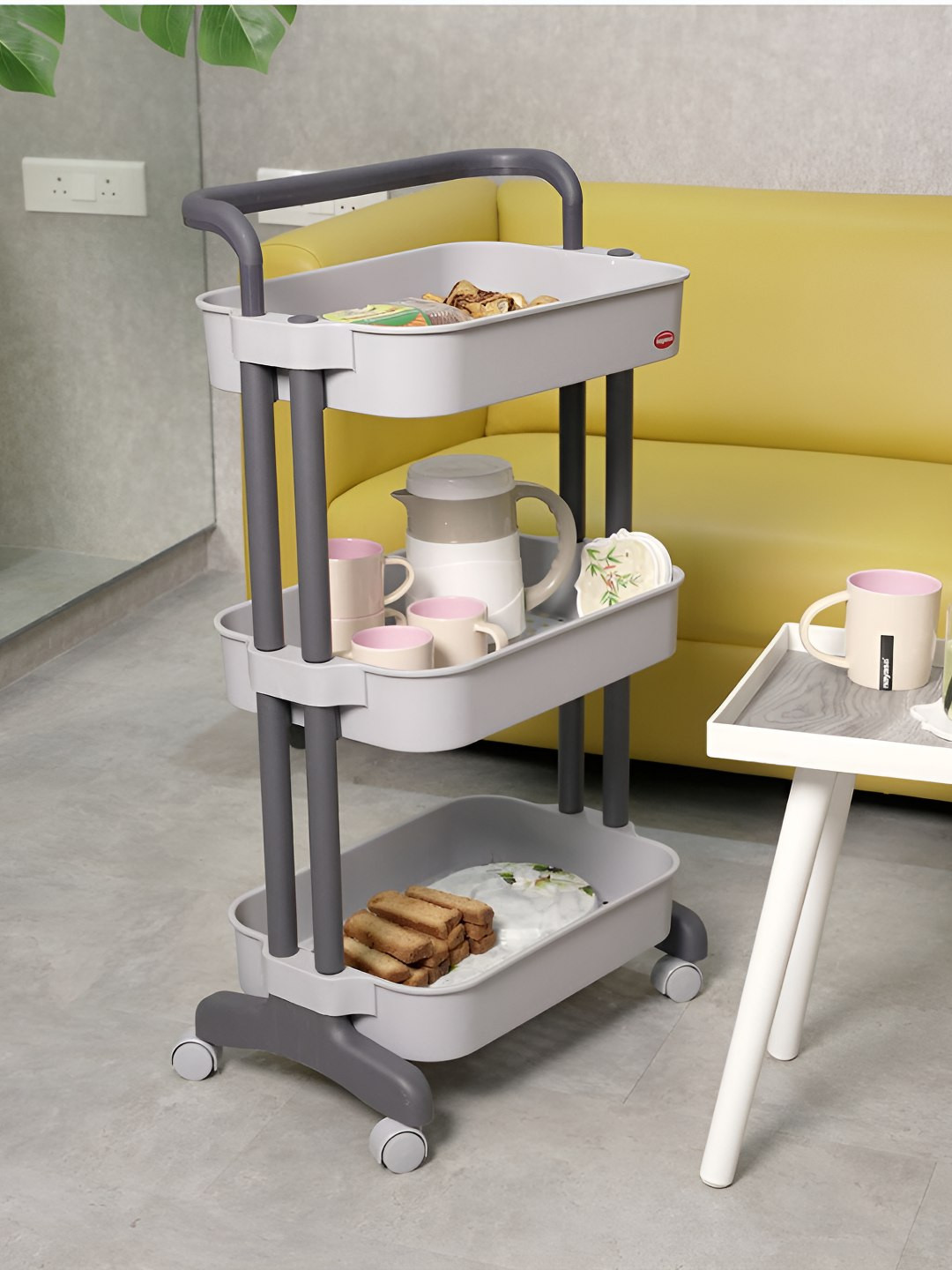 Nayasa Signature Grey 3-Shelf Multipurpose Plastic Trolley