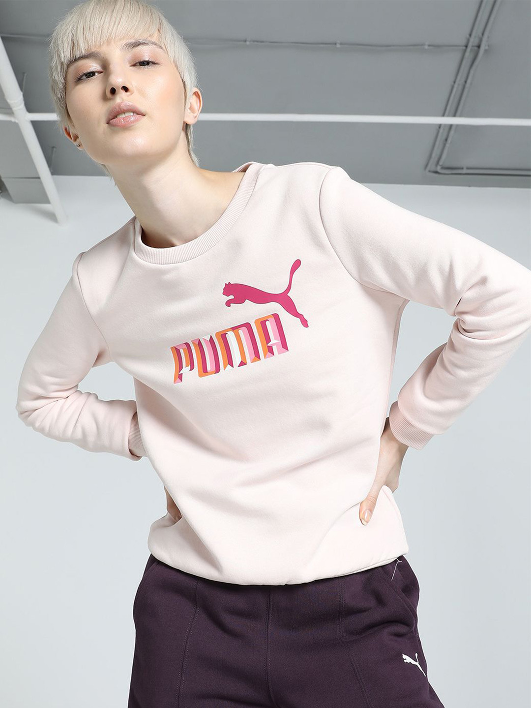 Puma Women Graphics Crew-Neck Cotton Sweatshirt