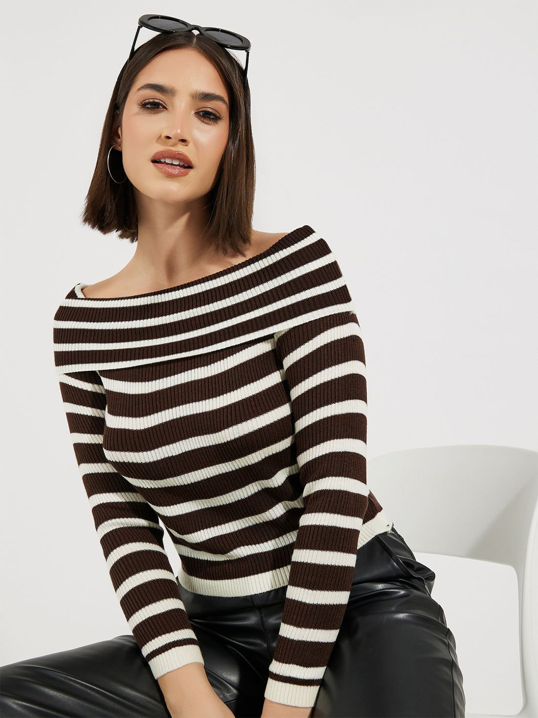Styli Womens Regular Fit Regular Length Off Shoulder Sweater