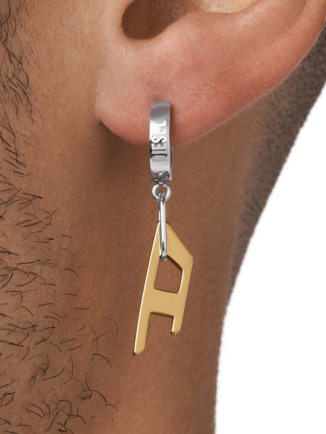 DIESEL Men Stainless Steel Circular Drop Earrings