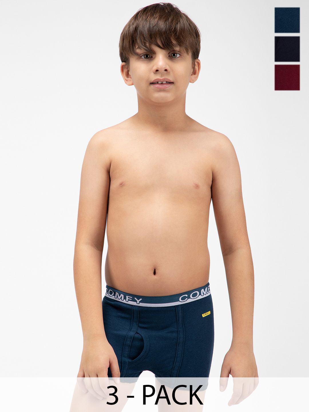 AMUL COMFY Boys Pack Of 3 Cotton Trunks AC-SMINITROE-AF-MA-NY-60-3PC