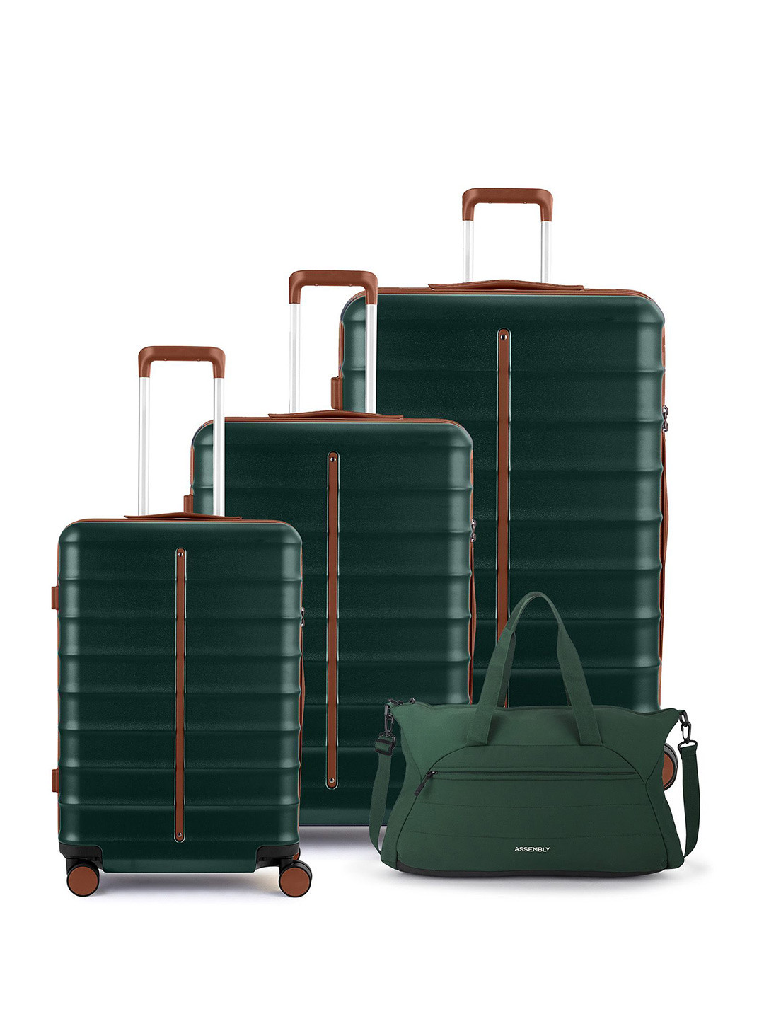 Assembly Odyssey Green Set of 3 Trolley Bags 20 , 24 & 28 Inches with Duffle Bag