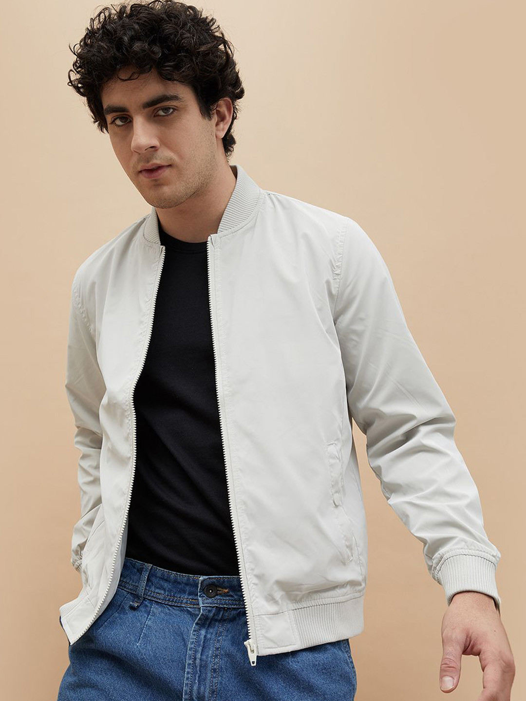 Fame Forever by Lifestyle Men Stand Collar Solid Casual Bomber Jacket