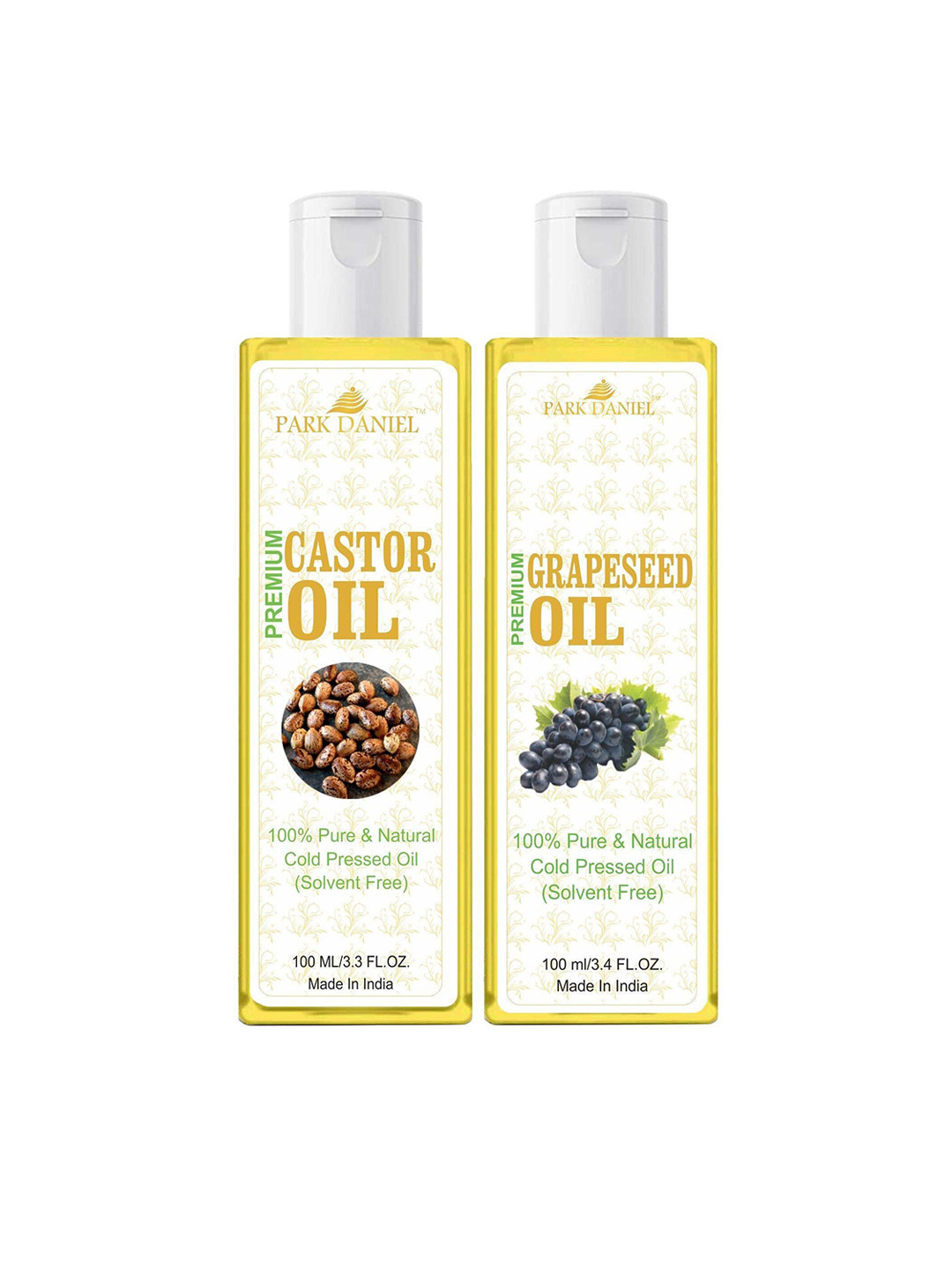 Park Daniel Set Of 2 100% Pure & Natural Grapeseed & Castor  Oil - 100 ml Each