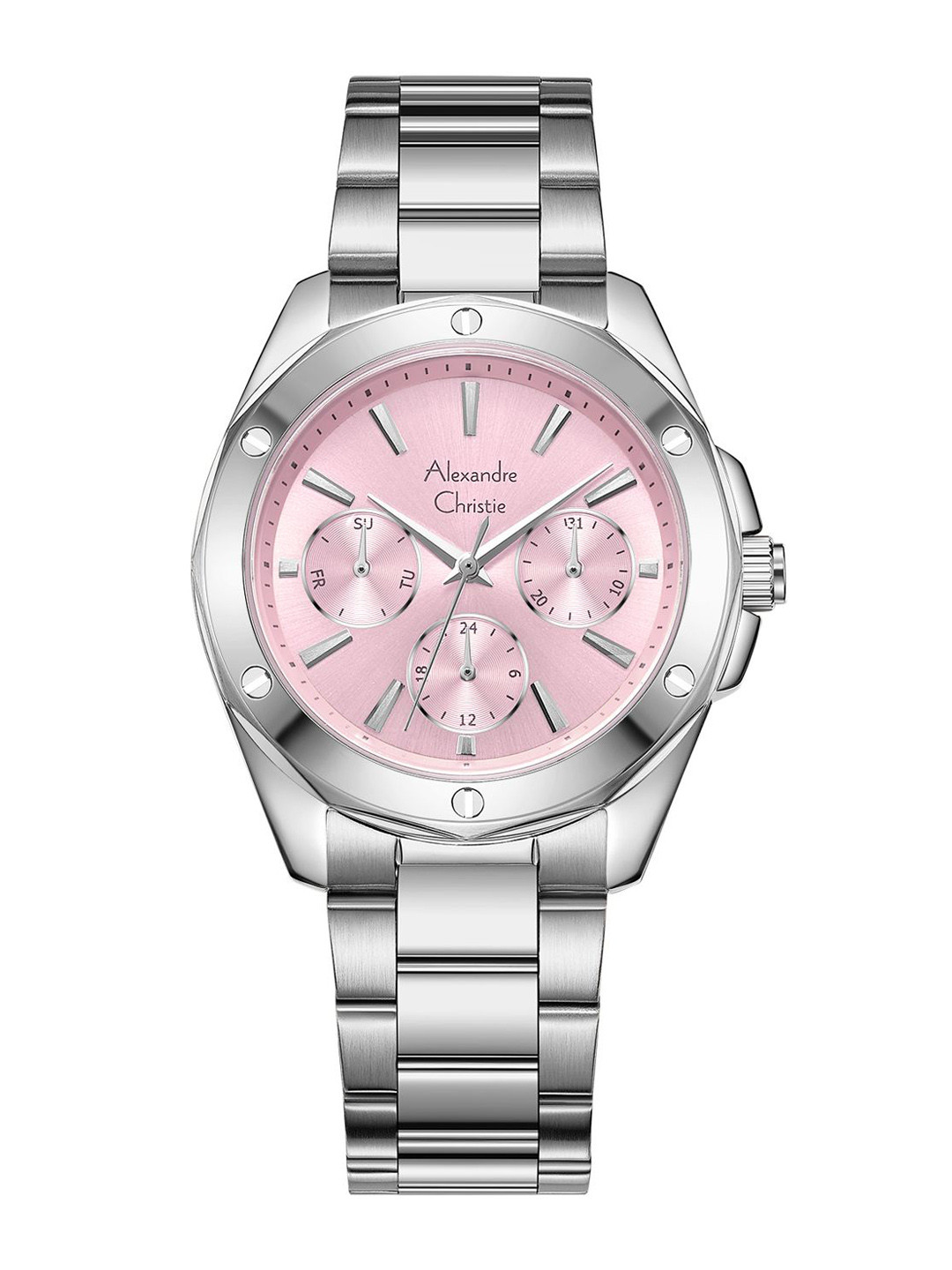 Alexandre Christie Women Embellished Dial & Stainless Steel Analogue Watch 2A72BFBSSPN