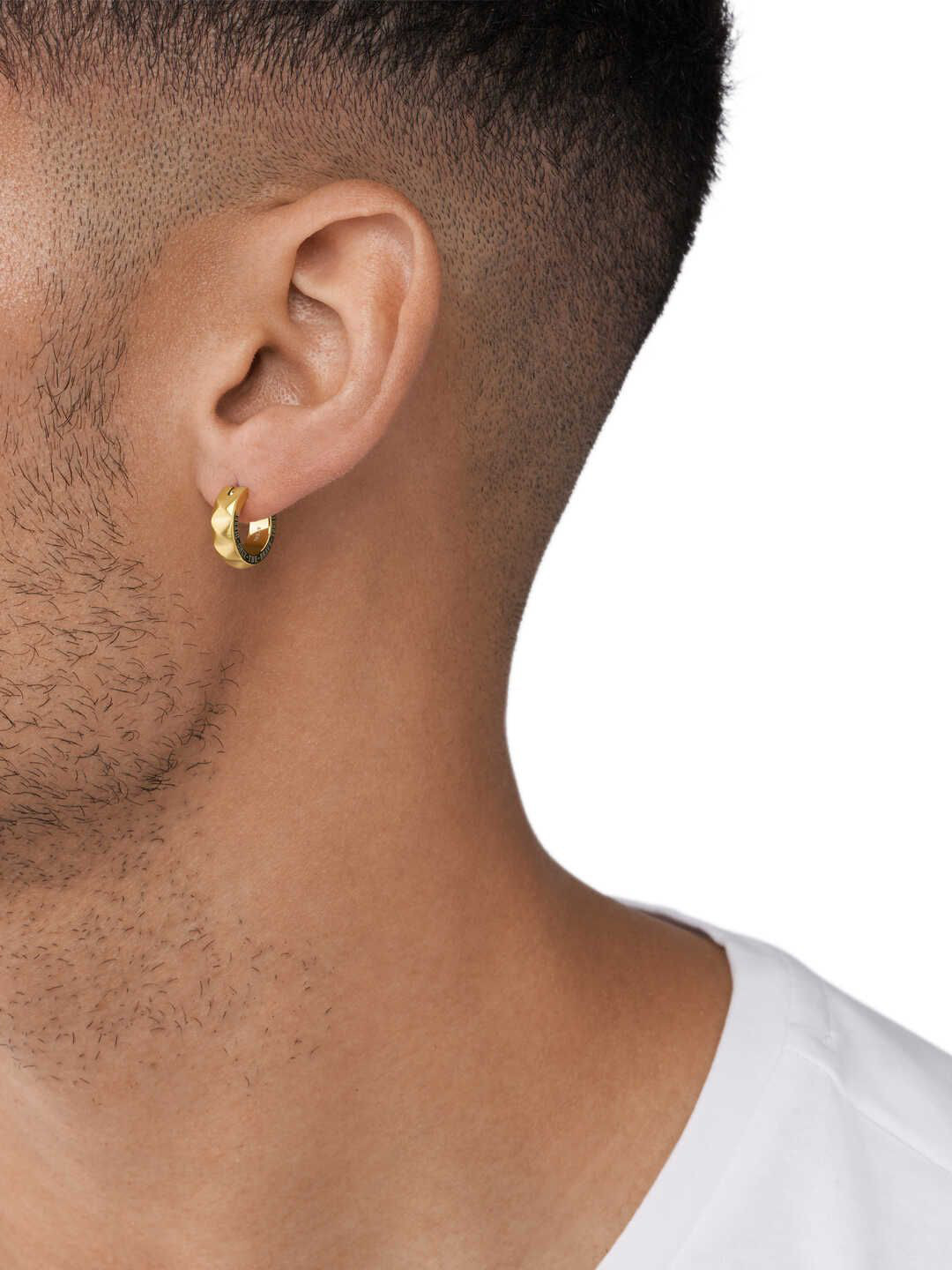 DIESEL Men Stainless Steel Circular Single Hoop Earrings