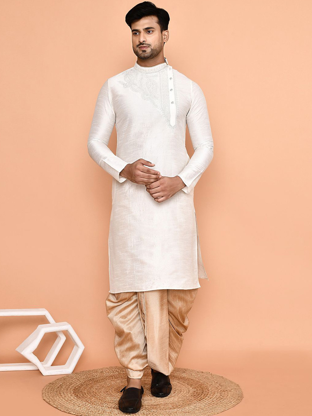 Arihant Rai Sinha Paisley Embroidered Regular Straight Kurta with Dhoti Pant
