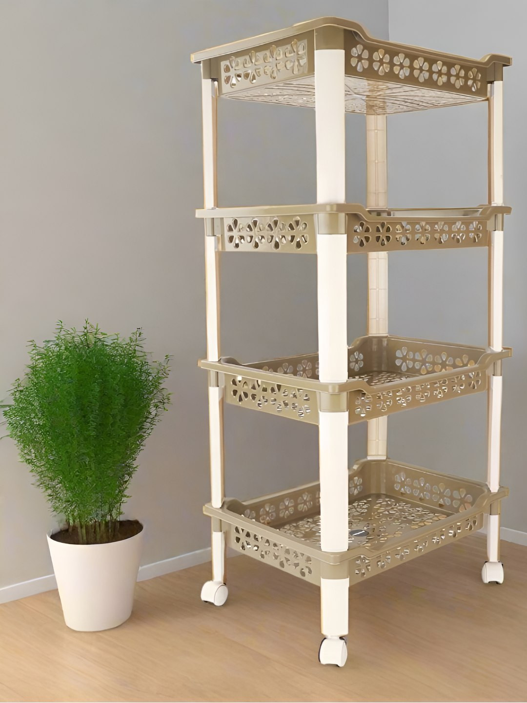 Nayasa Candy Green Rectangular 4 Shelf Multipurpose Storage Rack