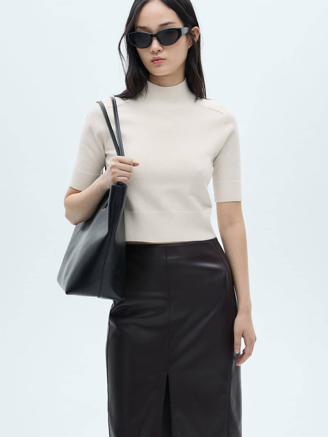 MANGO High Neck Short Sleeve Pullover