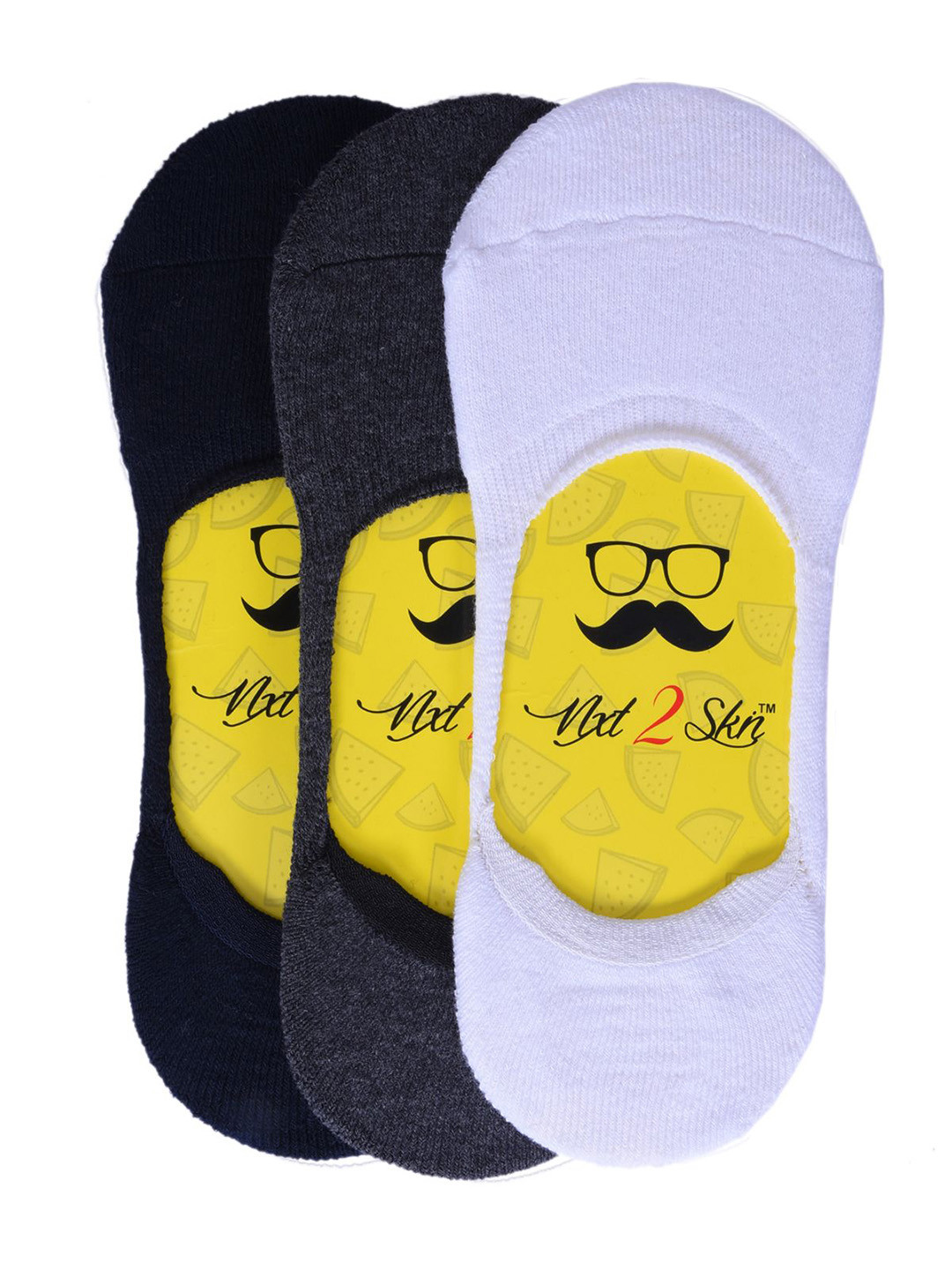 N2S NEXT2SKIN Men Pack Of 3 Patterned Cotton Anti-Slip Shoe-Liners
