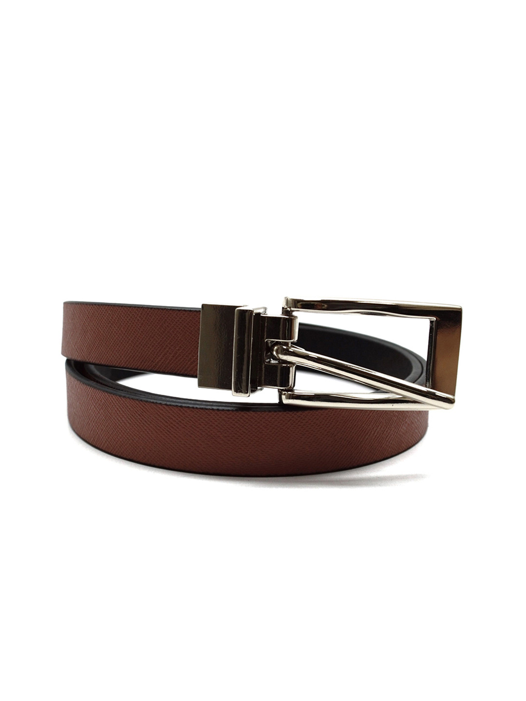 Belwaba Women Textured Reversible Puch Pin Slim Belt