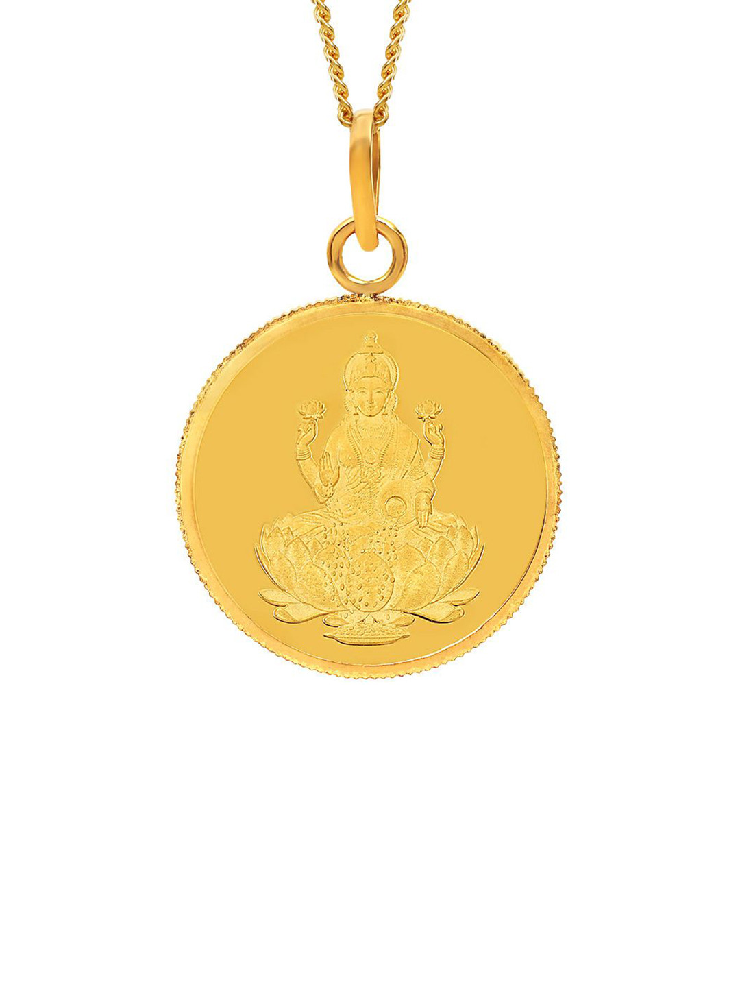 Kalyan Jewellers 24K (999) Purity Goddess Lakshmi Gold Coin Pendant 5 Gms