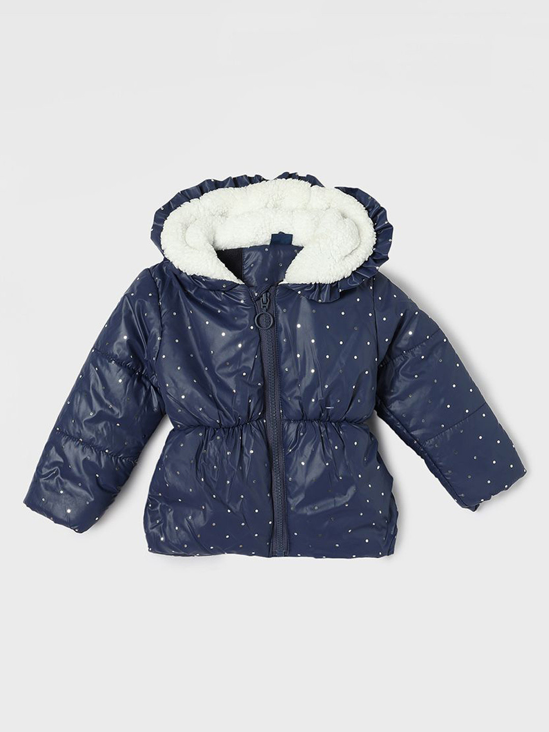 Juniors by Lifestyle Girls Hooded Polka Dots Printed Casual Parka Jacket