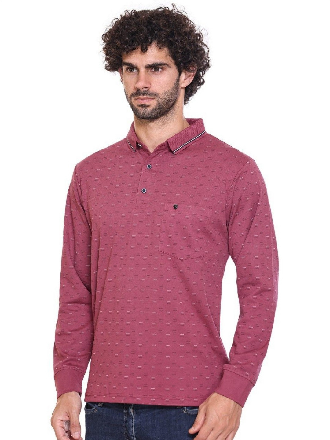 ARRAY Men Solid Polo Collar Cotton Slim Fit T-shirt
