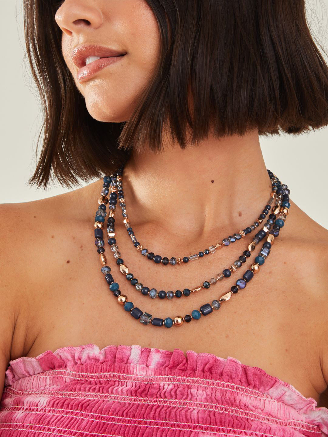 Accessorize London Chunky Beaded Statement Layered Necklace