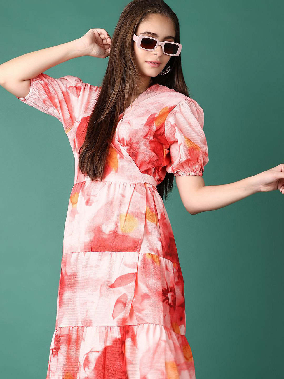 V-Mart Women Abstract Printed Wrap Dress