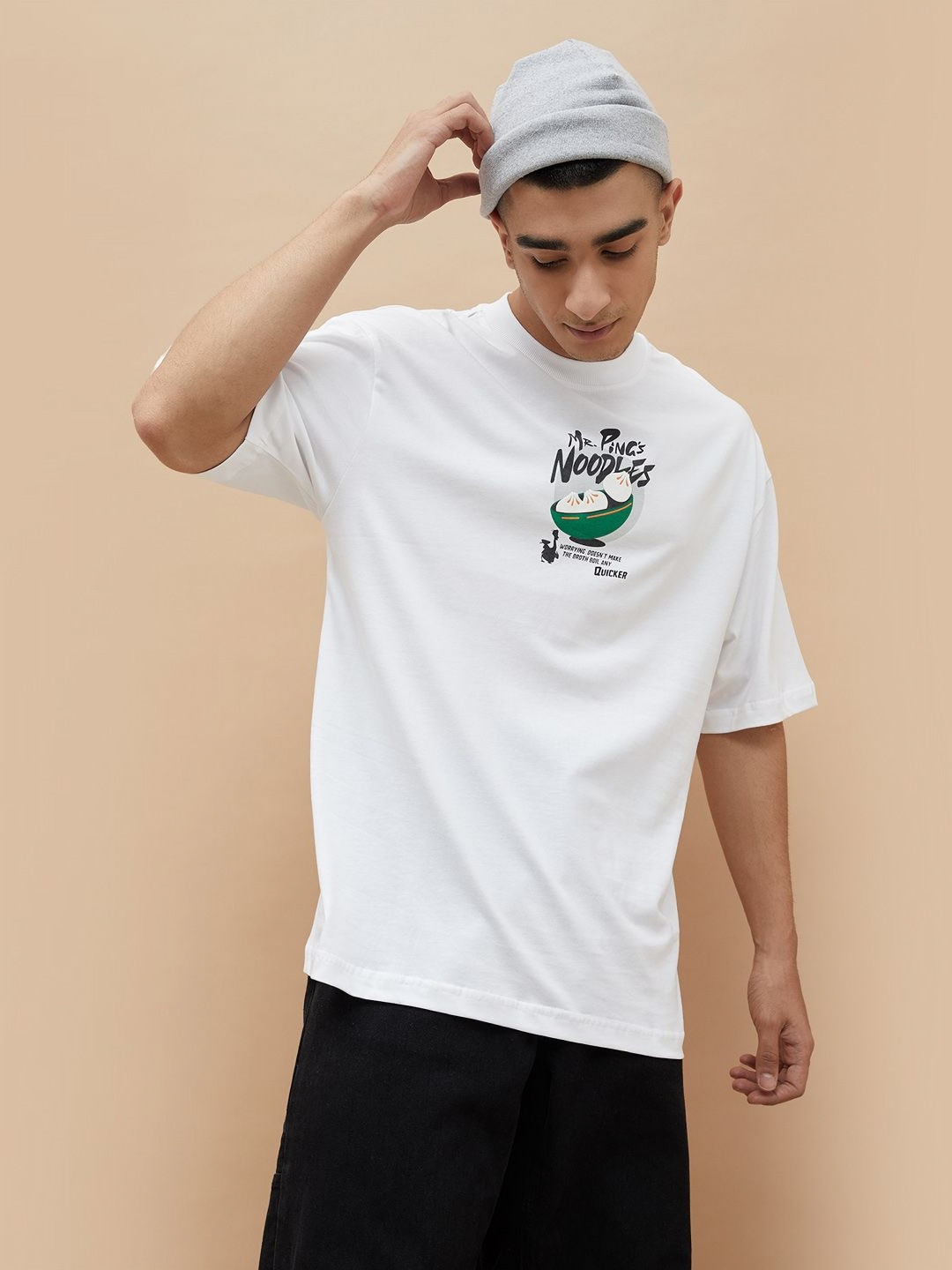 Fame Forever by Lifestyle Men Graphic Printed Cotton Oversized Kung Fu Panda T-shirt