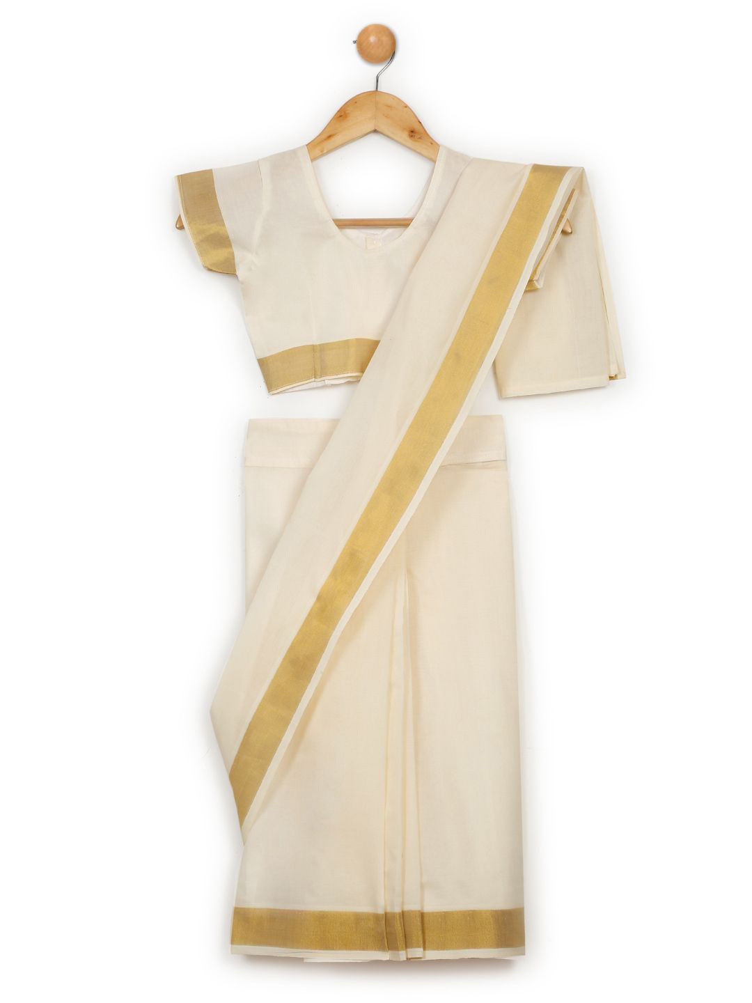 LITTLE GINNIE Girls Kanjeevaram Ready to Wear Saree