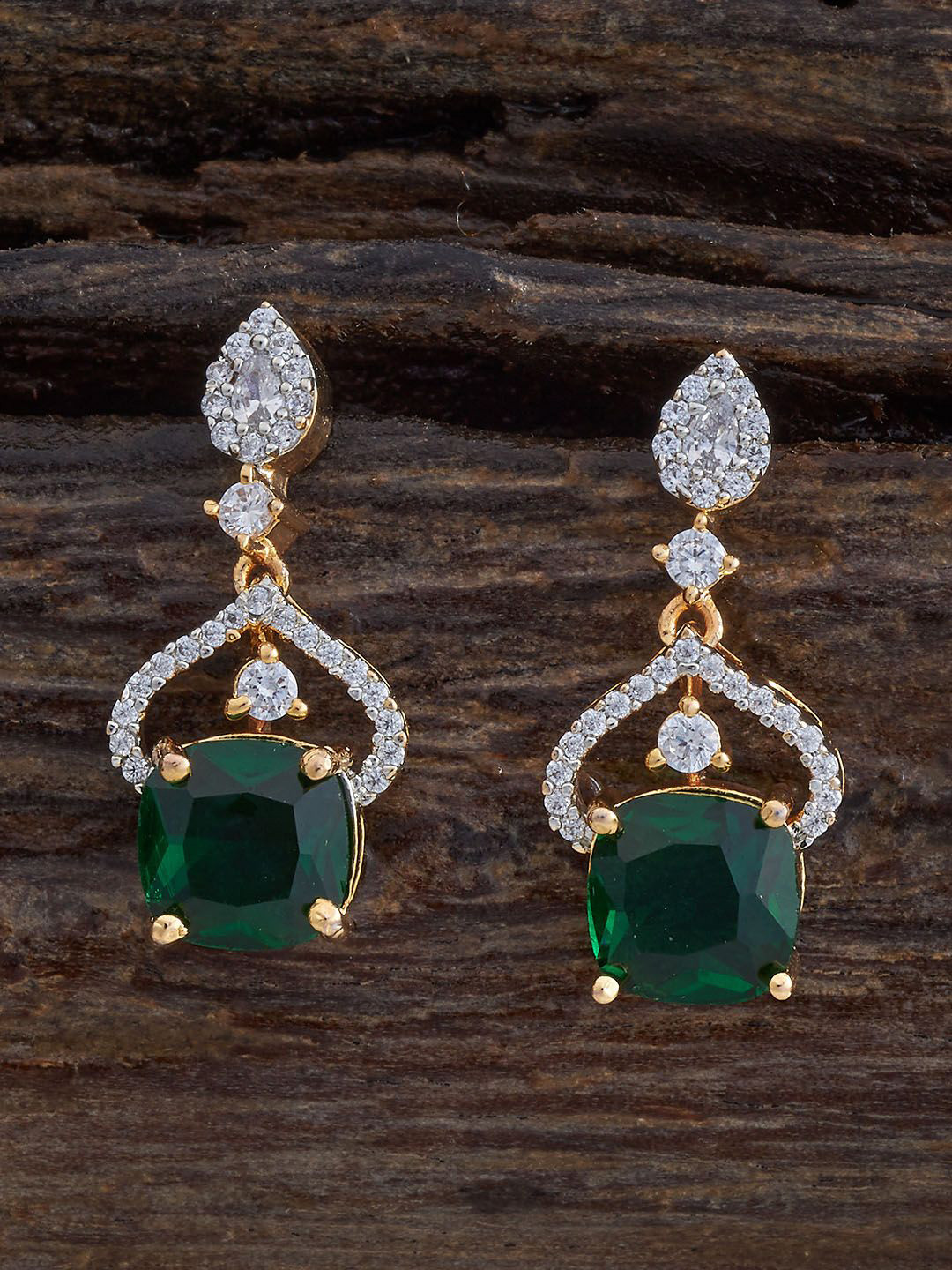 Kushal's Fashion Jewellery Rose Gold-Plated Classic Zircon-Embellished Bridal Earrings