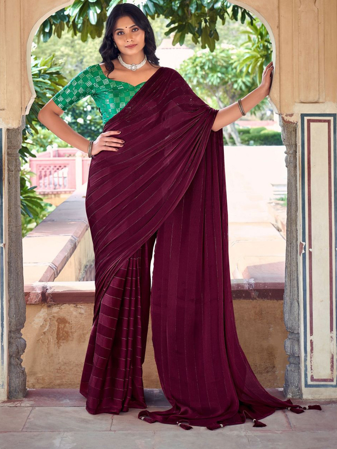 MAHALASA SOFT SILK FULL SEQUENCE SAREE WITH FANCY EMBROIDERY BLOUSE