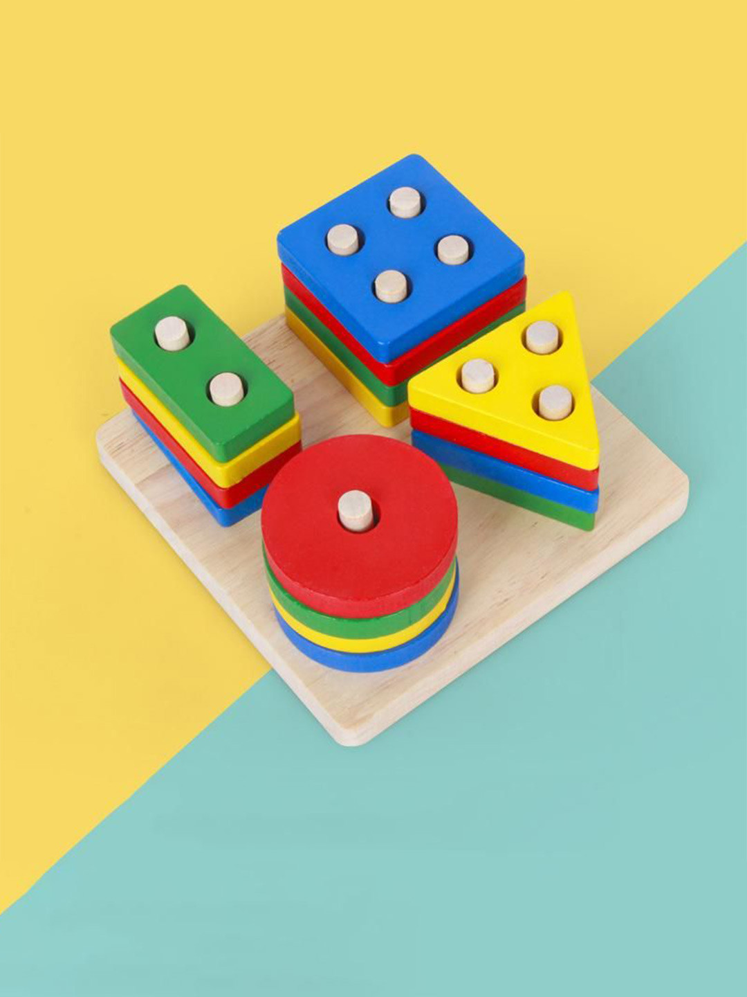 PLUSPOINT Set of 4 BPA Free Shape Sorting & Stacking Puzzles Activity Toys and Games