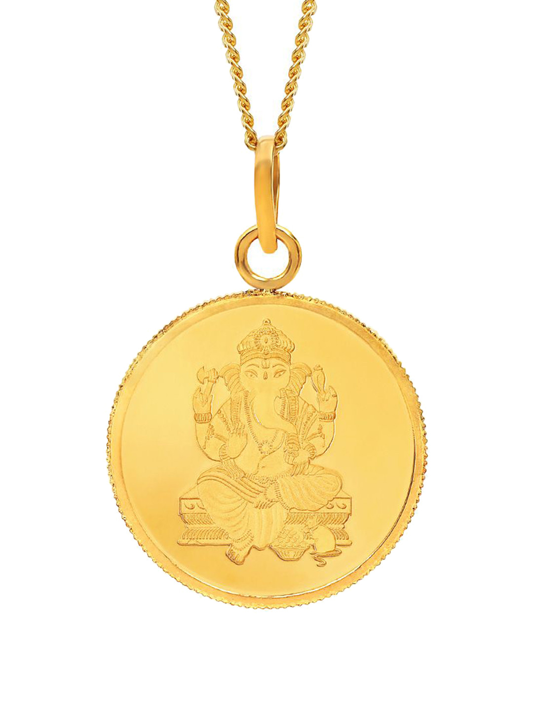 Kalyan Jewellers 24K (999) Purity Lord Ganesh Gold Coin Pendant 4 Gms