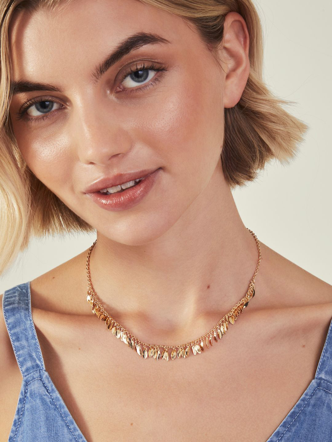 Accessorize London Stainless Steel Tiny Leaf Charm Necklace