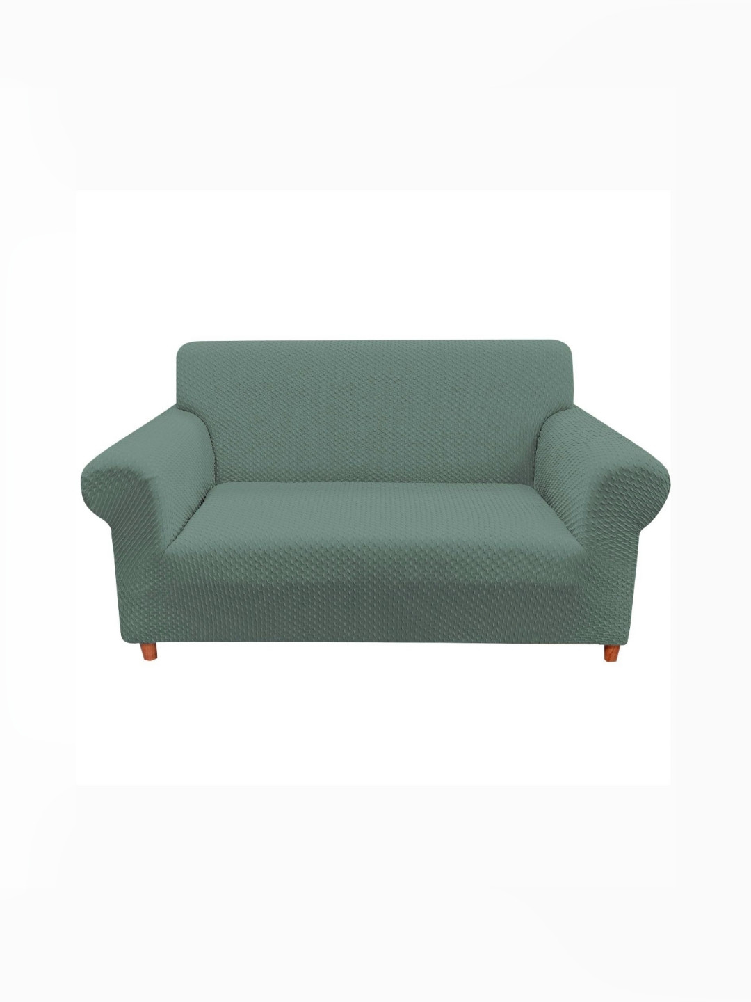 House of Quirk Green Jacquard Elasticated Sofa Cover With Arms Three Seater
