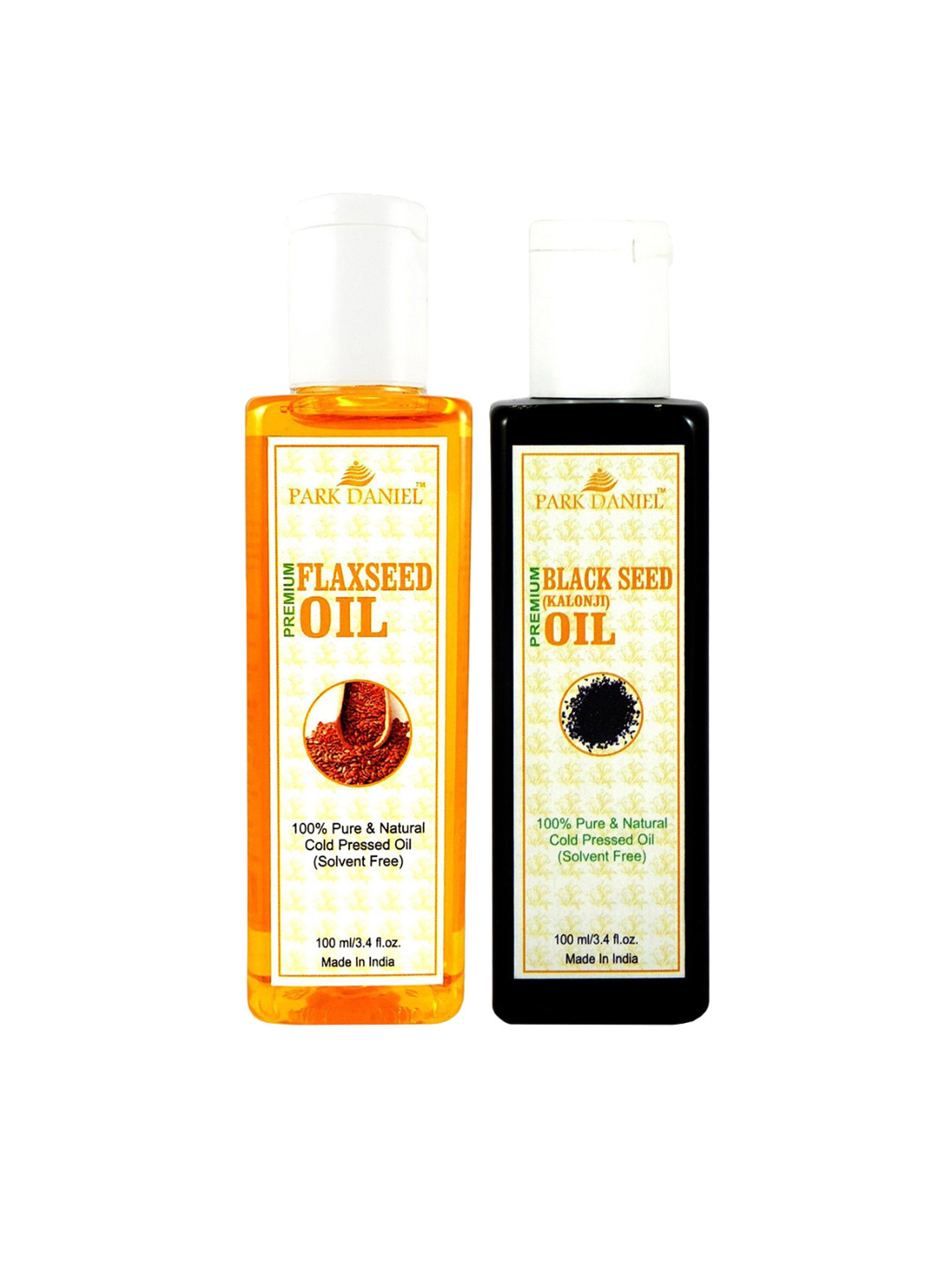 Park Daniel 2 Pcs Pure Natural Cold Pressed Flaxseed Oil & Black Seed Oil - 100ml Each