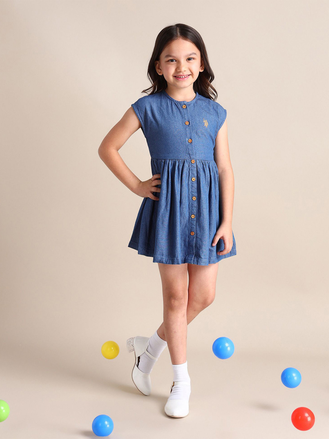 U.S. Polo Assn. Kids Girl's Sleeves Fit & Flare Mini Dress