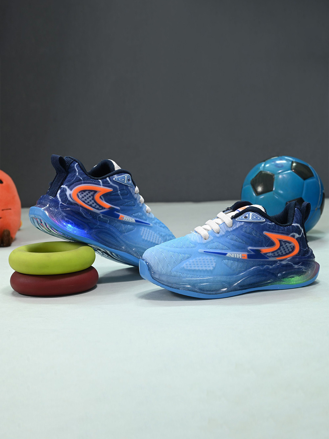 BIRDE Boys Colourblocked LED Non-Marking Lace-Ups Walking Shoes