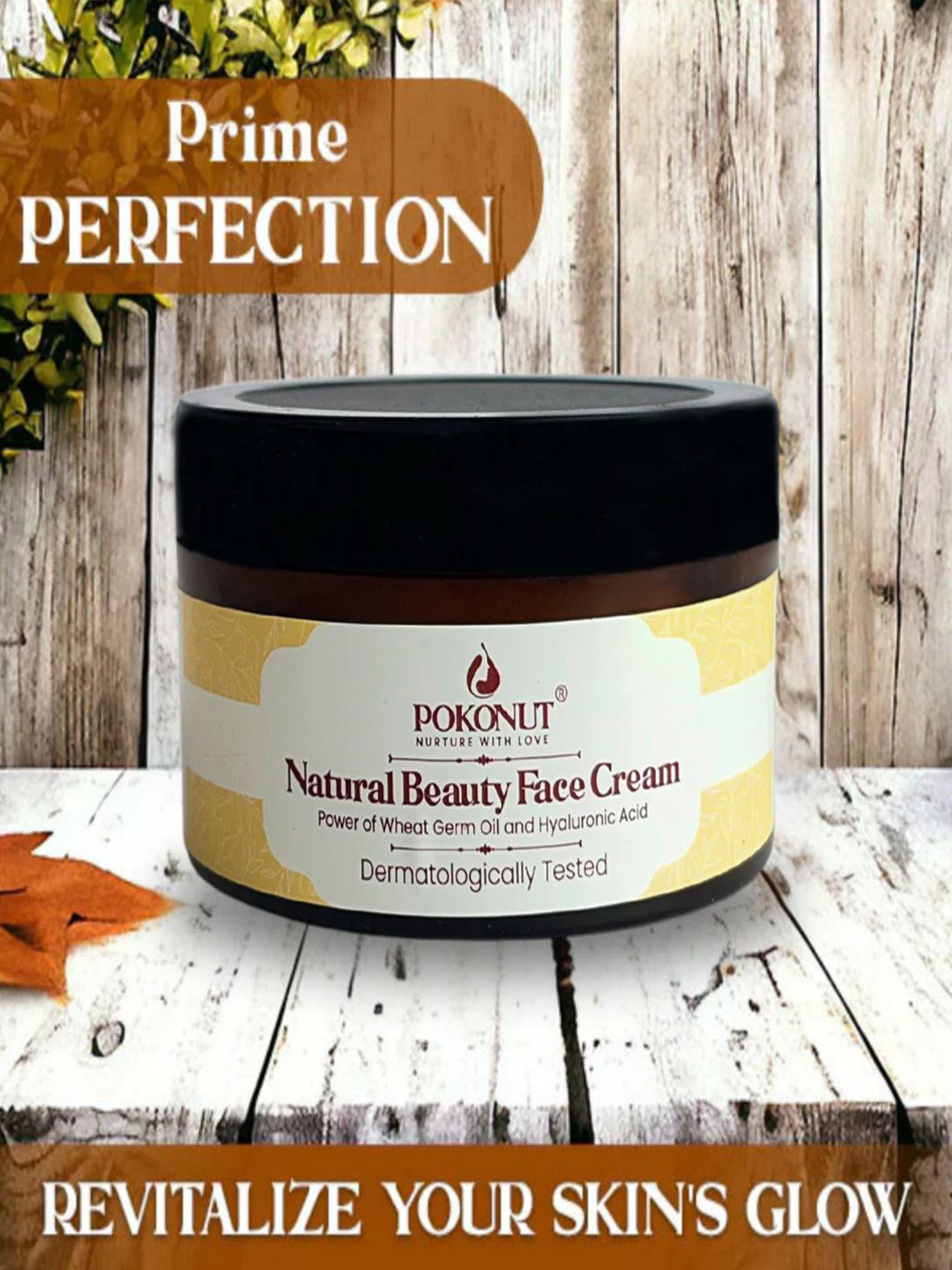 Pokonut Natural Beauty Face Cream With Wheat Germ Oil And Hyaluronic Acid - 50 g