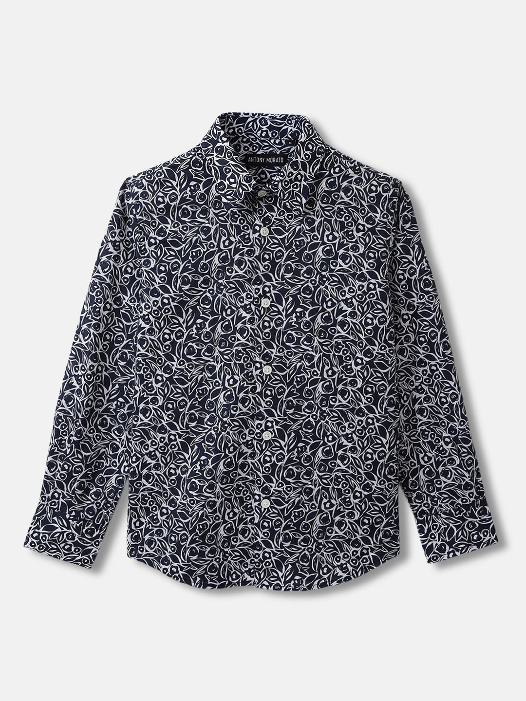 Antony Morato Boys Spread Collar Abstract Printed Cotton Casual Shirt