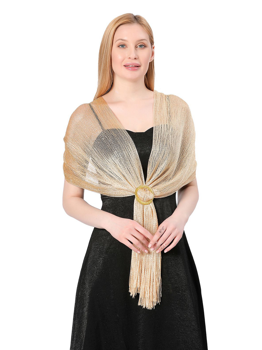 CrossKulture Women Stole for Buckle Dress has Tasselled Border