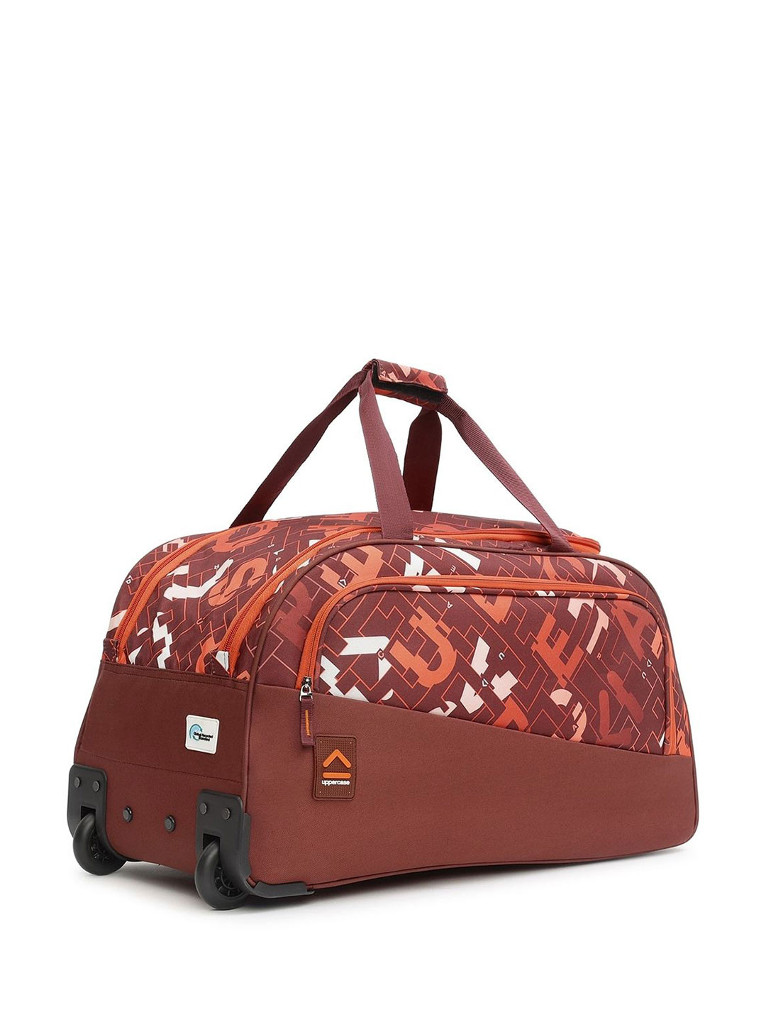 uppercase Grid Printed Duffle Trolley Bag