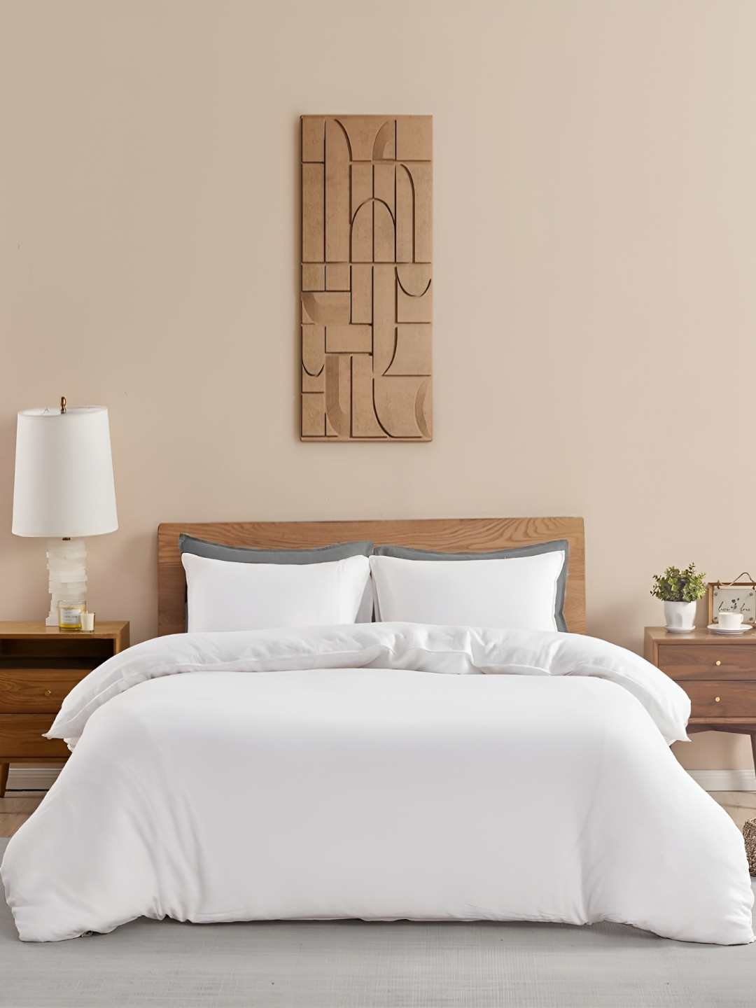 HOMEMONDE Premium White Cotton 210 TC Double Bed Duvet Cover