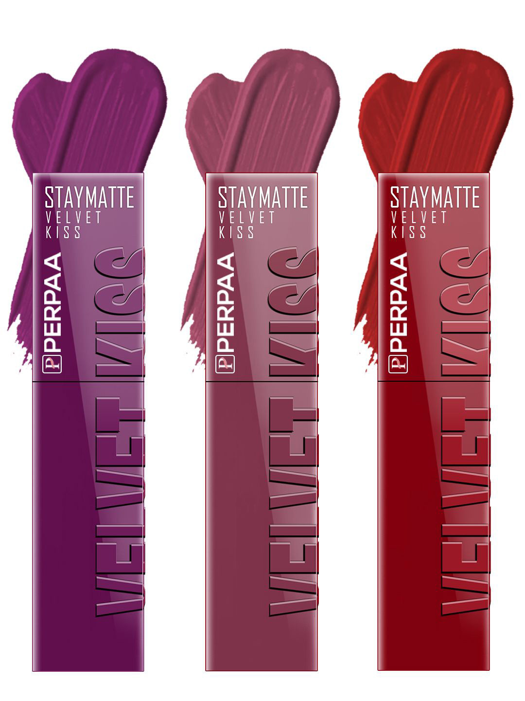 PERPAA 3-Pc Velvet Kiss Stay Matte Waterproof Liquid Lipstick 3.5 ml each - Shade 03-04-12