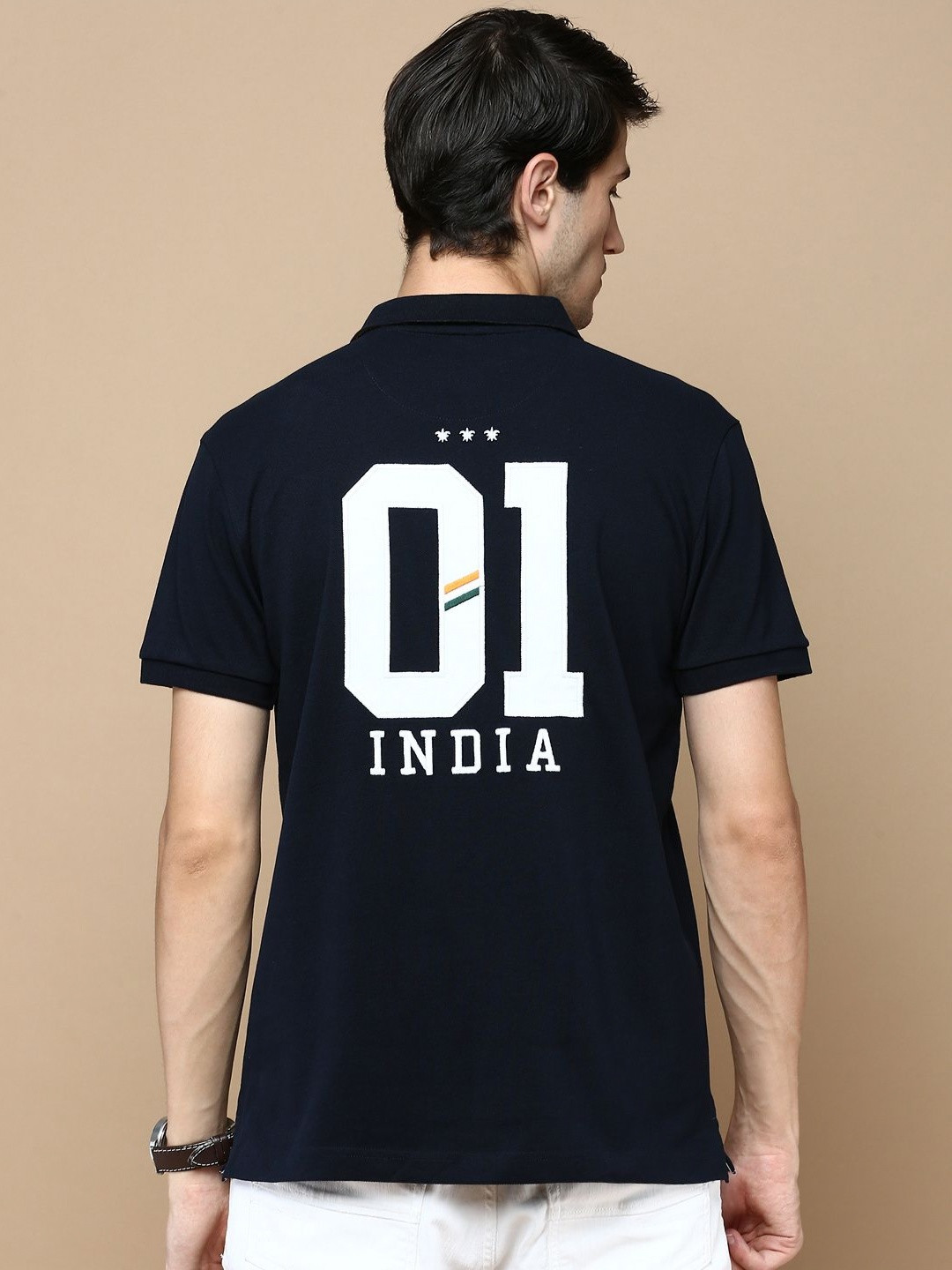 Classic Polo Men Varsity Printed Polo Collar Cotton T-shirt