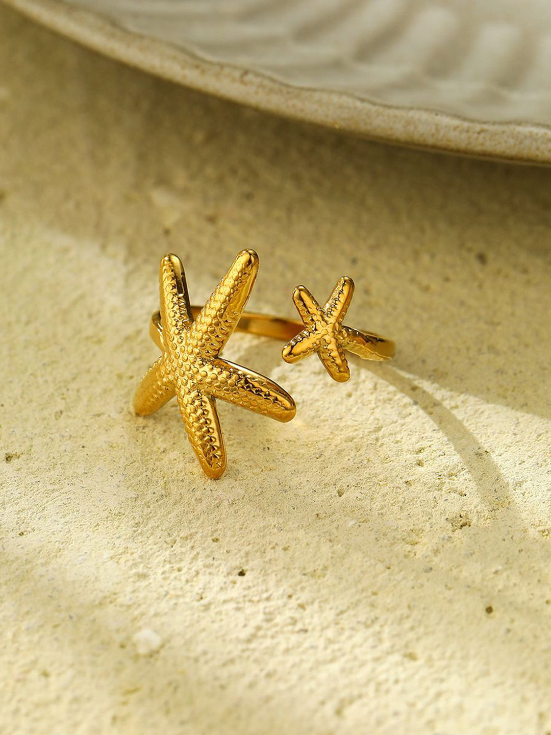 MYKI Comely Stainless Steel Gold-plated Adjustable Finger Ring